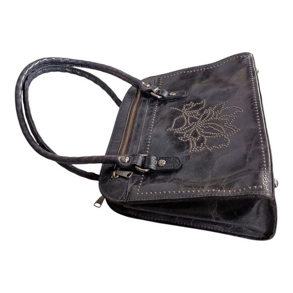 Patricia Nash Calvi Shoulder Bag Tote Studded Embellished Rose Navy Blue Leather - Picture 9 of 15